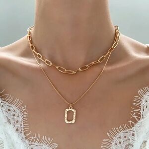 Multi Layer Chain Link Gold Plated Necklace NEW